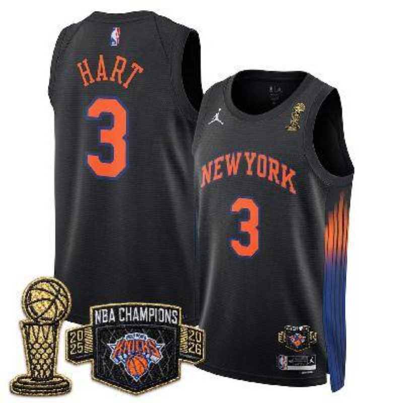 Men New York Knicks #3 Hart black 2026 Nike NBA jersey 0627002